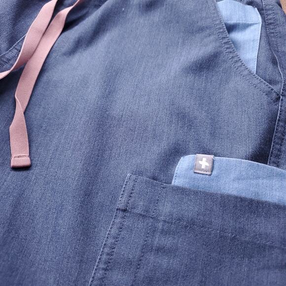 FIGS Yola Scrub Pants Women M Med Blue Cargo Drawstring Technical Workwear Nurse - Picture 9 of 9